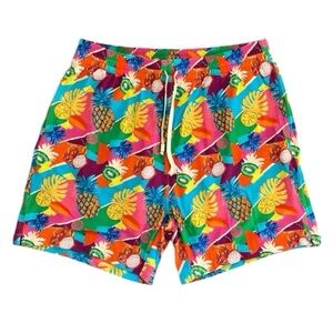 BLACKBOUGH Men’s Swim Trunks Shorts Tropical Colorful Fruit Salad Lined LARGE